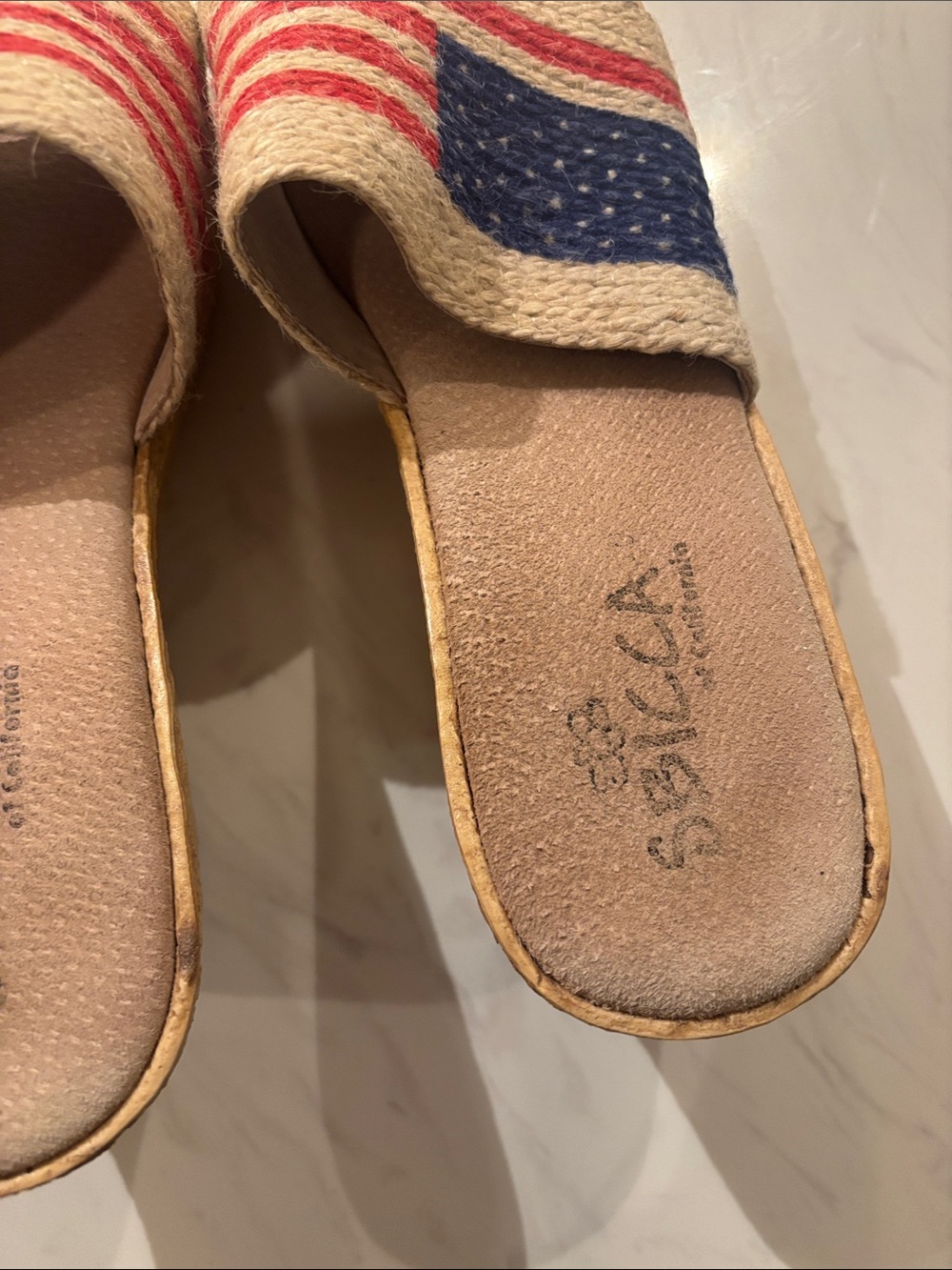 Sbicca of California Slide Sandals in American Flag Red, White & Blue - Picture 6 of 7